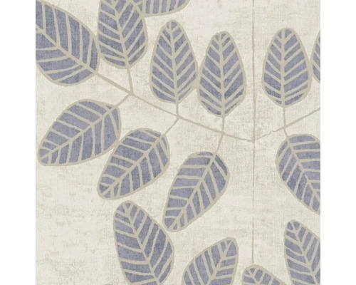 Vliesbehang met groot bladpatroon en fijne textielstructuur.