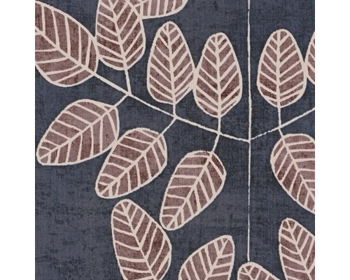 Vliesbehang met gestileerd bladerpatroon en textuur in linnenlook.
