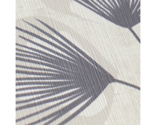 Detailopname van vliesbehang met een floraal grassenpatroon en een fijne lijnstructuur.