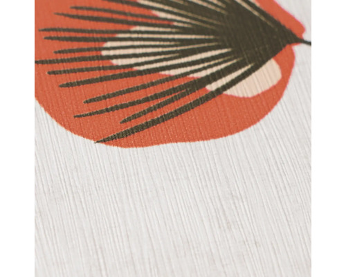 Detailweergave van behang met een gestructureerd oppervlak en modern botanisch bladpatroon.