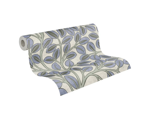 Rol vliesbehang met bladmotief en takken voor de decoratieve afwerking van binnenmuren.