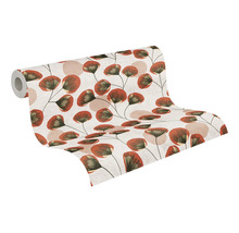 Vliesbehang met botanisch patroon, uitgerolde rol behang voor wanddecoratie.