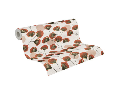 Vliesbehang met botanisch patroon, uitgerolde rol behang voor wanddecoratie.
