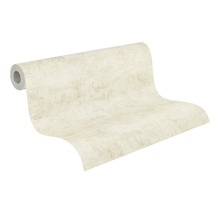 Vliesbehang met pleisterstructuur in beige, deels uitgerold.
