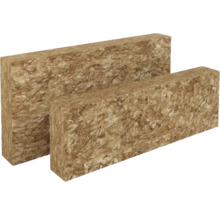 Twee minerale wol isolatieplaten voor warmte- en geluidsisolatie met pijlmarkeringen voor de legrichting.