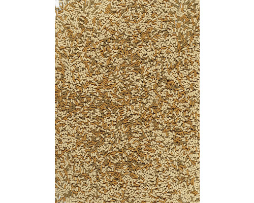Close-up van diervoederkorrels in verschillende bruin- en beigetinten.