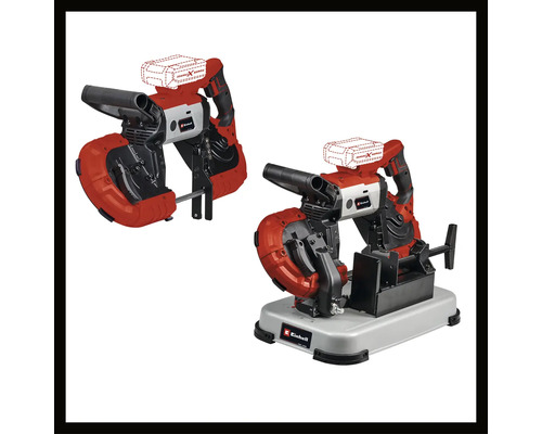 Einhell accu-lintzaag voor stationair en mobiel gebruik, compatibel met het Power X-Change accusysteem.