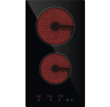 Keramische kookplaat met twee kookzones en tiptoetsbediening inclusief timerfunctie.