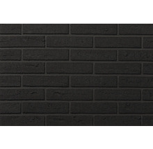 Steenstrips met baksteenlook, zwart, met een gestructureerd oppervlak.