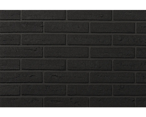Steenstrips met baksteenlook, zwart, met een gestructureerd oppervlak.