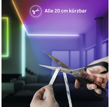 LED-strip wordt met een schaar ingekort, elke 20 centimeter inkortbaar.