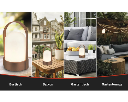 "Draagbare LED-lamp met batterij in brons voor buiten