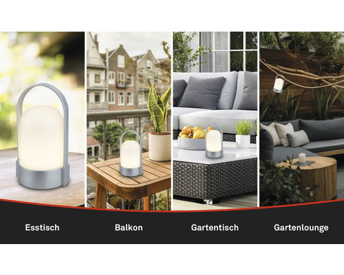 Draagbare LED-buitenlamp voor eettafel, balkon, tuintafel en tuinlounge in verschillende toepassingsscenario's.