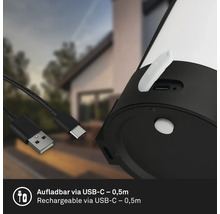Oplaadbare lamp met USB-C-aansluiting en inclusief 0,5 meter lange kabel.