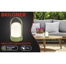 Briloner oplaadbare LED-tafellamp in groen voor buiten, warm wit licht 3000 Kelvin, IP44 spatwaterdicht, draagbaar met handvat.