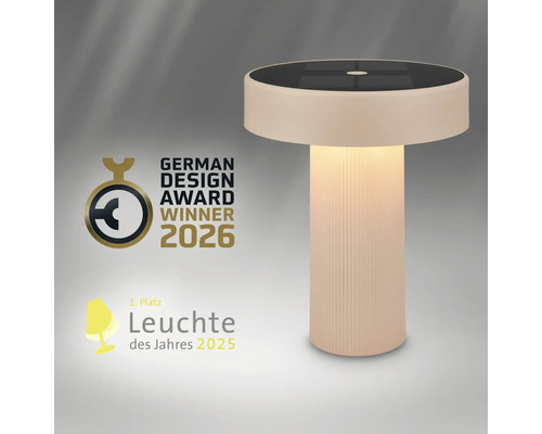 Cilindrische tafellamp, winnaar van de German Design Award 2026 en 1e plaats Lamp van het Jaar 2025.