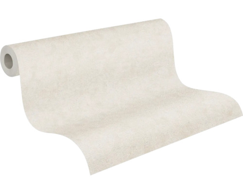 Vliesbehang met fijne structuur, effen lichtbeige.