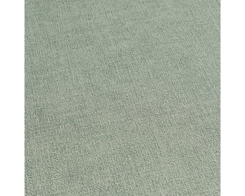 Groen behang met gestructureerd oppervlak in linnenlook.