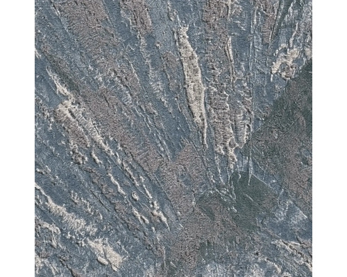 Getextureerd vliesbehang met een metallic steenlook in grijs en blauw