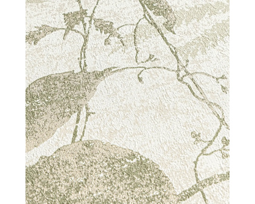 Behang met structuur en een patroon van bladeren en takken