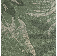 Vliesbehang met floraal patroon en gestructureerd oppervlak in groen en zilver