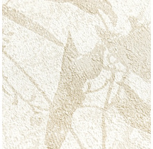 Gestructureerd vliesbehang met subtiel floraal bladmotief en een korrelig oppervlak.