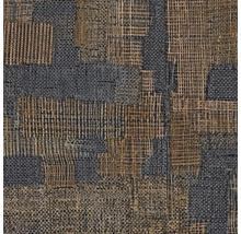 Getextureerd behang met patchworkpatroon van verschillende weefstructuren.