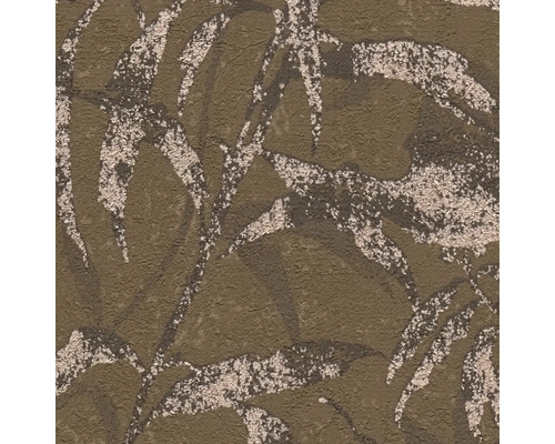 Behang met bladpatroon en glanzende textuur.