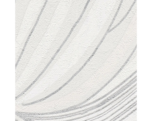 Vliesbehang met gestructureerd oppervlak en abstracte gebogen lijnen.