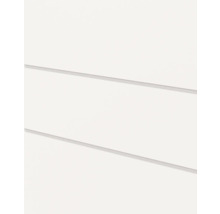 Close-up van witte horizontale wandpanelen met een gladde textuur.