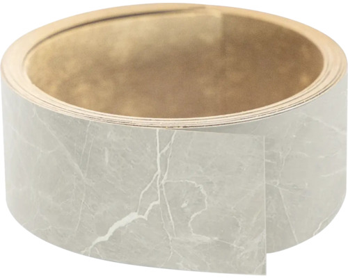 Melamine kantenband met marmerlook, lichtgrijs, voor meubelranden.