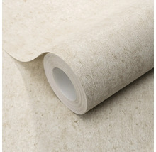 Gestructureerd vliesbehang in steenlook met fijne glans, beige behangrol voor wandafwerking.