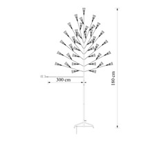 Maatschets van een led-lichtboom met een hoogte van 180 centimeter en een snoerlengte van 300 centimeter.