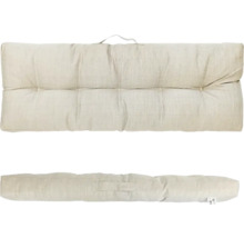 Beige gepolsterd palletkussen van gestructureerde stof met handvat.
