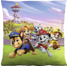 Sierkussen met Paw Patrol personages Chase, Marshall, Rubble, Skye en Everest voor de uitkijktoren.