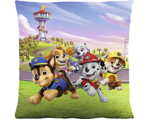 Sierkussen met Paw Patrol personages Chase, Marshall, Rubble, Skye en Everest voor de uitkijktoren.