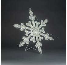 LED sneeuwvlok kerstdecoratie warm wit verlicht met standaard en ophangoog.