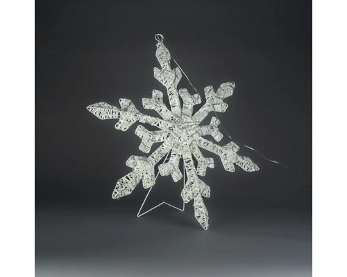 LED sneeuwvlok kerstdecoratie warm wit verlicht met standaard en ophangoog.