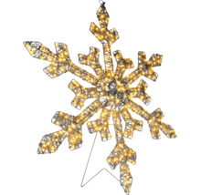 LED-sneeuwvlok van metaaldraad met warmwitte verlichting, kerstversiering