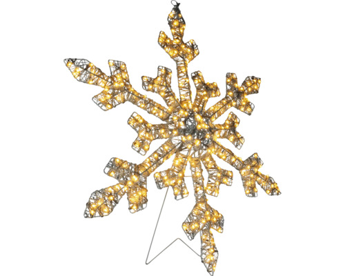LED-sneeuwvlok van metaaldraad met warmwitte verlichting, kerstversiering