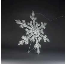 Zilveren LED-sneeuwvlok van metaalgaas met standaard voor kerstdecoratie.