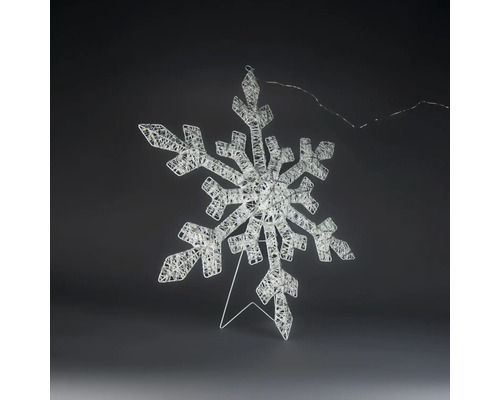 Zilveren LED-sneeuwvlok van metaalgaas met standaard voor kerstdecoratie.