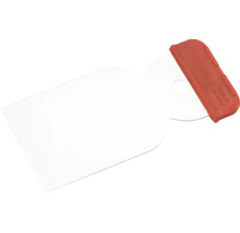 Japans plamuurmes van staal met rood kunststof handvat, breedte 50 millimeter.