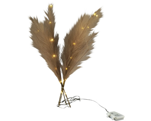 Kunstmatig pampasgras met ledverlichting, 3 stelen, werkt op batterijen, voor binnenshuis.