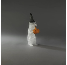 Halloween decoratiefiguur muis met heksenhoed en pompoen van acryl.