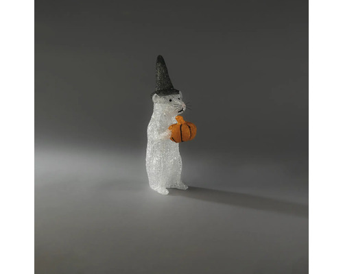 Halloween decoratiefiguur muis met heksenhoed en pompoen van acryl.