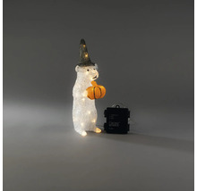 LED-decoratiefiguur muis met heksenhoed en pompoen, op batterijen.