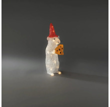 LED-kerstfiguur muis met rode muts en kaas, verlichte kerstdecoratie.