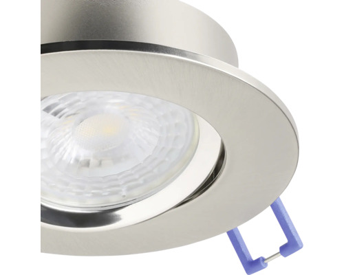 LED inbouwspot rond van metaal met geborsteld oppervlak en gestructureerd beschermglas.