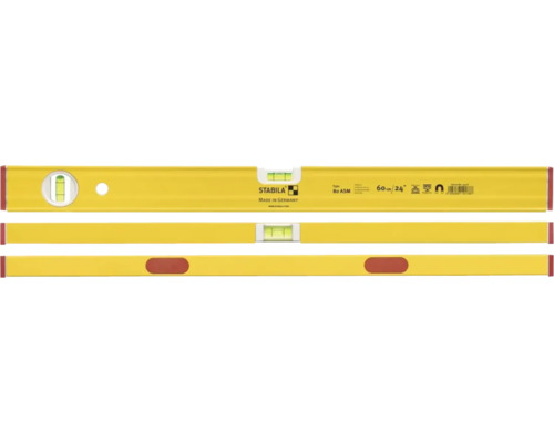 Stabila waterpas type 80 ASM, lengte 60 centimeter, met magneten, een horizontale en een verticale libel.